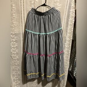 Crown & Ivy checkered tiered full maxi skirt Medium